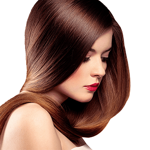 Woman with healthy & straight brunette hair